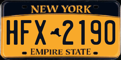 NY license plate HFX2190