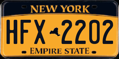 NY license plate HFX2202