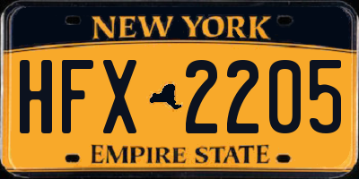 NY license plate HFX2205