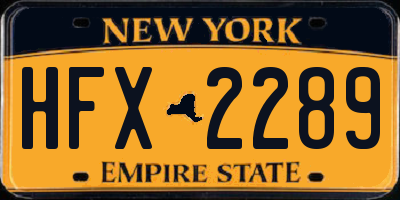 NY license plate HFX2289