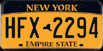NY license plate HFX2294