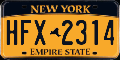 NY license plate HFX2314