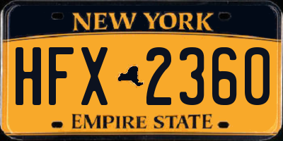 NY license plate HFX2360