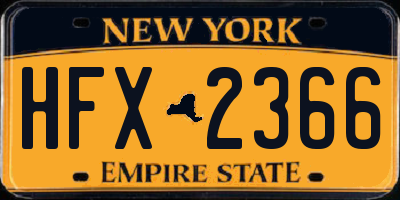 NY license plate HFX2366