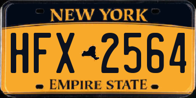 NY license plate HFX2564