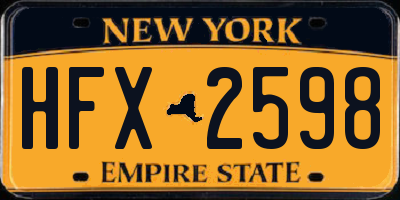 NY license plate HFX2598