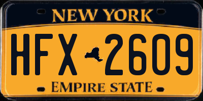 NY license plate HFX2609