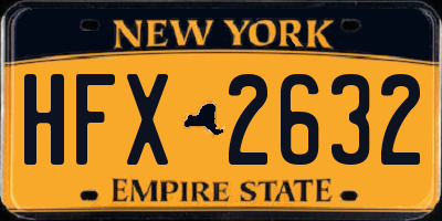 NY license plate HFX2632