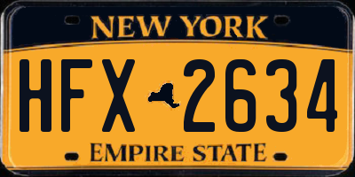 NY license plate HFX2634