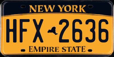 NY license plate HFX2636