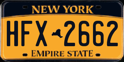NY license plate HFX2662