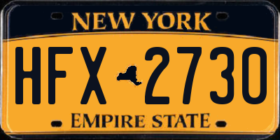 NY license plate HFX2730