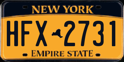 NY license plate HFX2731