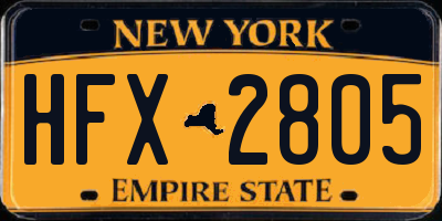 NY license plate HFX2805