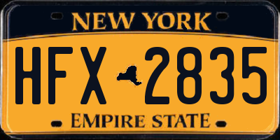 NY license plate HFX2835