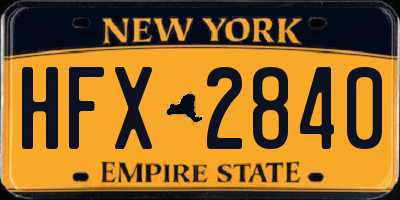 NY license plate HFX2840