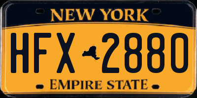 NY license plate HFX2880