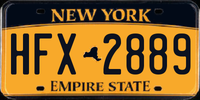 NY license plate HFX2889
