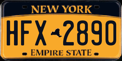 NY license plate HFX2890