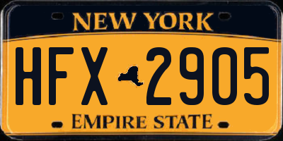 NY license plate HFX2905