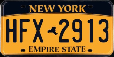 NY license plate HFX2913