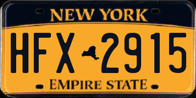 NY license plate HFX2915