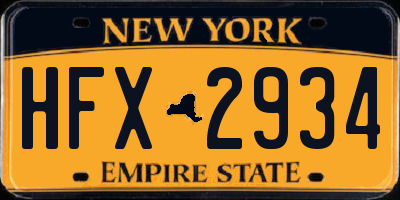 NY license plate HFX2934