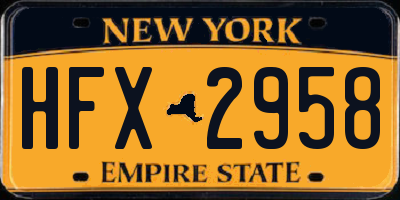 NY license plate HFX2958