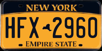 NY license plate HFX2960