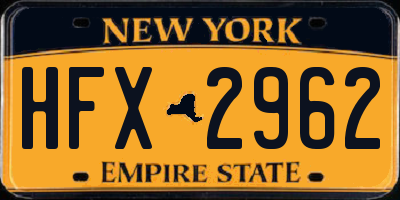 NY license plate HFX2962
