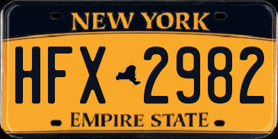 NY license plate HFX2982
