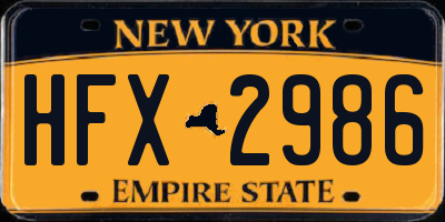 NY license plate HFX2986