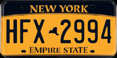 NY license plate HFX2994