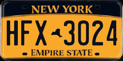 NY license plate HFX3024