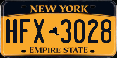 NY license plate HFX3028