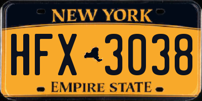 NY license plate HFX3038