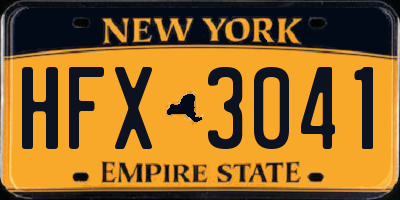 NY license plate HFX3041