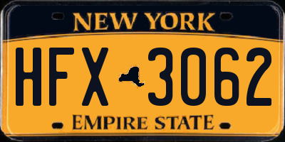 NY license plate HFX3062