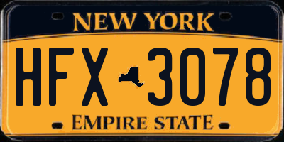 NY license plate HFX3078