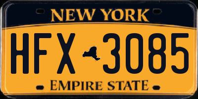 NY license plate HFX3085