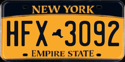 NY license plate HFX3092