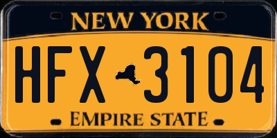 NY license plate HFX3104