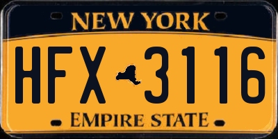 NY license plate HFX3116