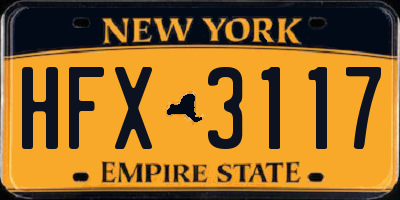 NY license plate HFX3117