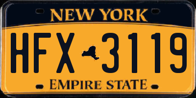 NY license plate HFX3119