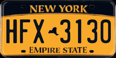 NY license plate HFX3130