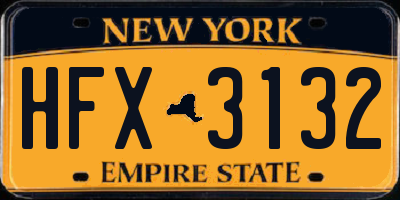 NY license plate HFX3132