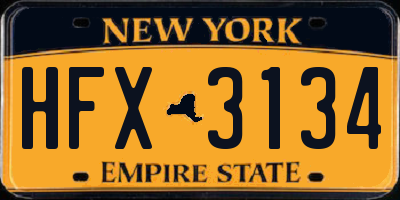NY license plate HFX3134