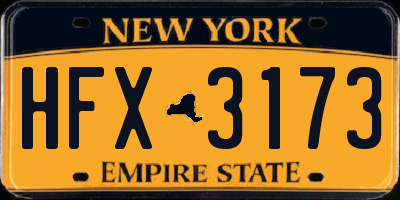 NY license plate HFX3173