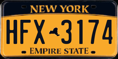 NY license plate HFX3174